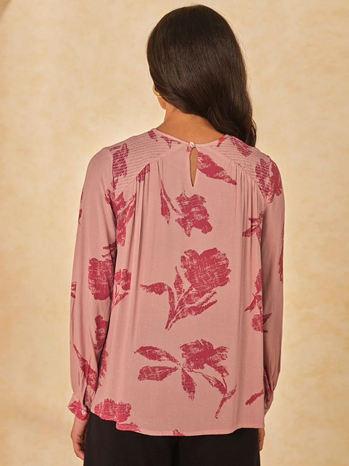 AND Women Floral Printed Boat Neck Top