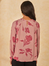AND Women Floral Printed Boat Neck Top