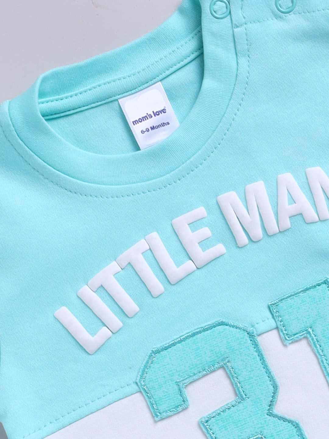 Moms Love Boys Puff Typography Printed & Striped Pure Cotton Clothing Set