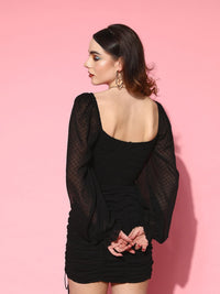 Berrylush Bishop Sleeve Chiffon Bodycon Mini Dress