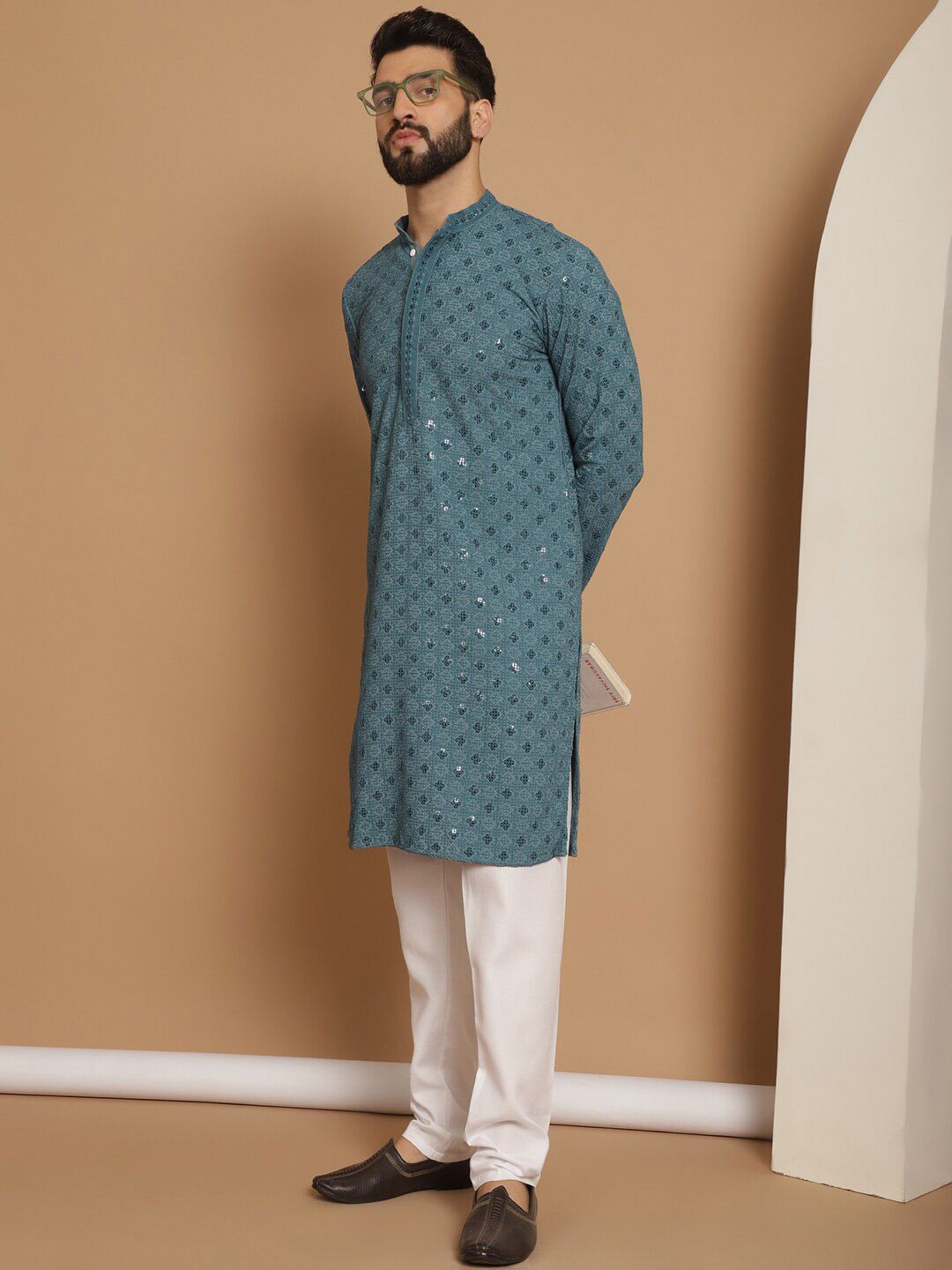 Anouk Etnic Motifs Embroidered Regular Cotton Kurta With Churidar