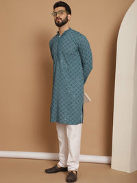 Anouk Etnic Motifs Embroidered Regular Cotton Kurta With Churidar