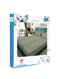 Myntra Elegant Homes Green Geometric 300 TC King Double Bedsheet with 2 Pillow Covers