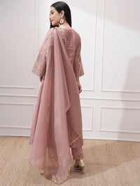 Vishudh Women Ethnic Motifs Embroidered Regular Kurta with Trousers & With Dupatta