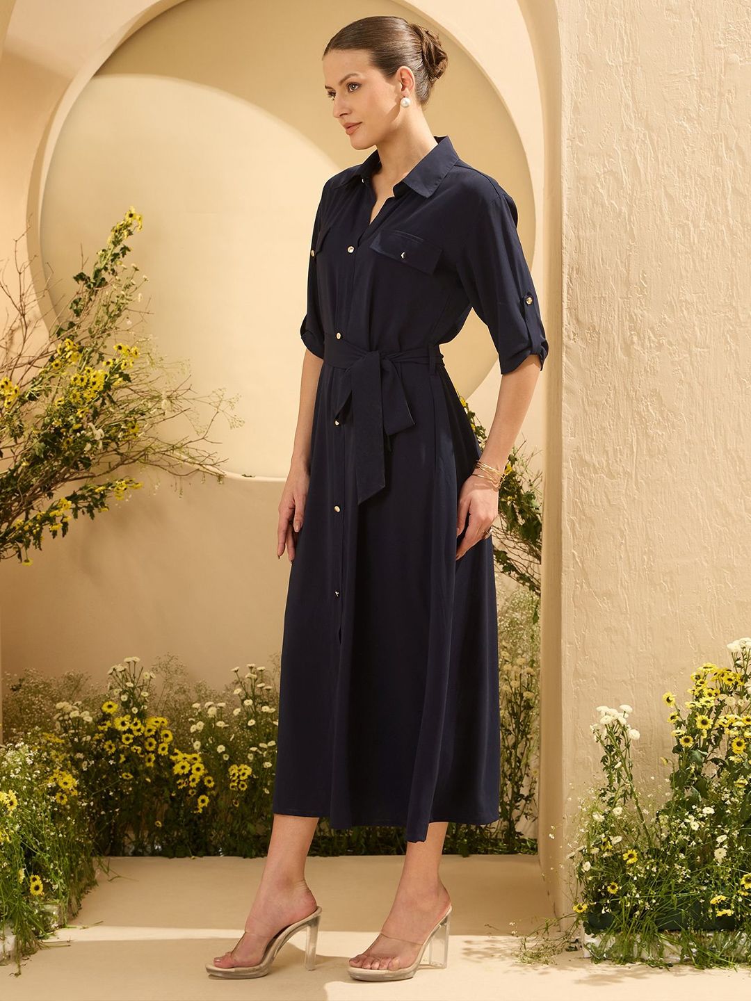 Antheaa Women Shirt Midi Dress