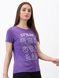 SPYKAR Women Regular Fit Typography Printed Round Neck Cotton T-shirt