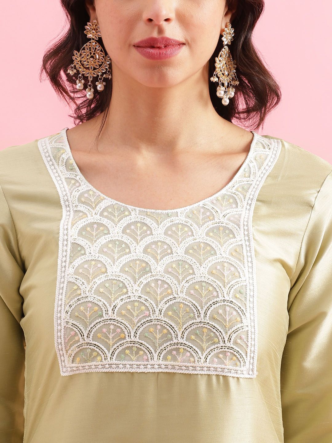 KALINI Women Floral Embroidered Regular Sequinned Kurta with Trousers & Dupatta