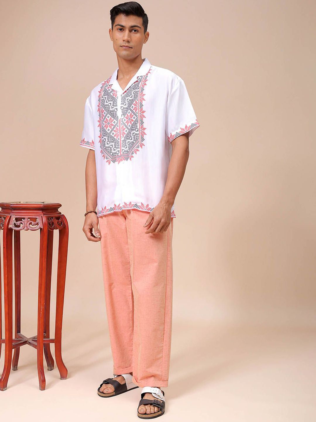 Lelaki Garage Co Indian Santai Fit Fit Floral Printed Resortwear Shirt