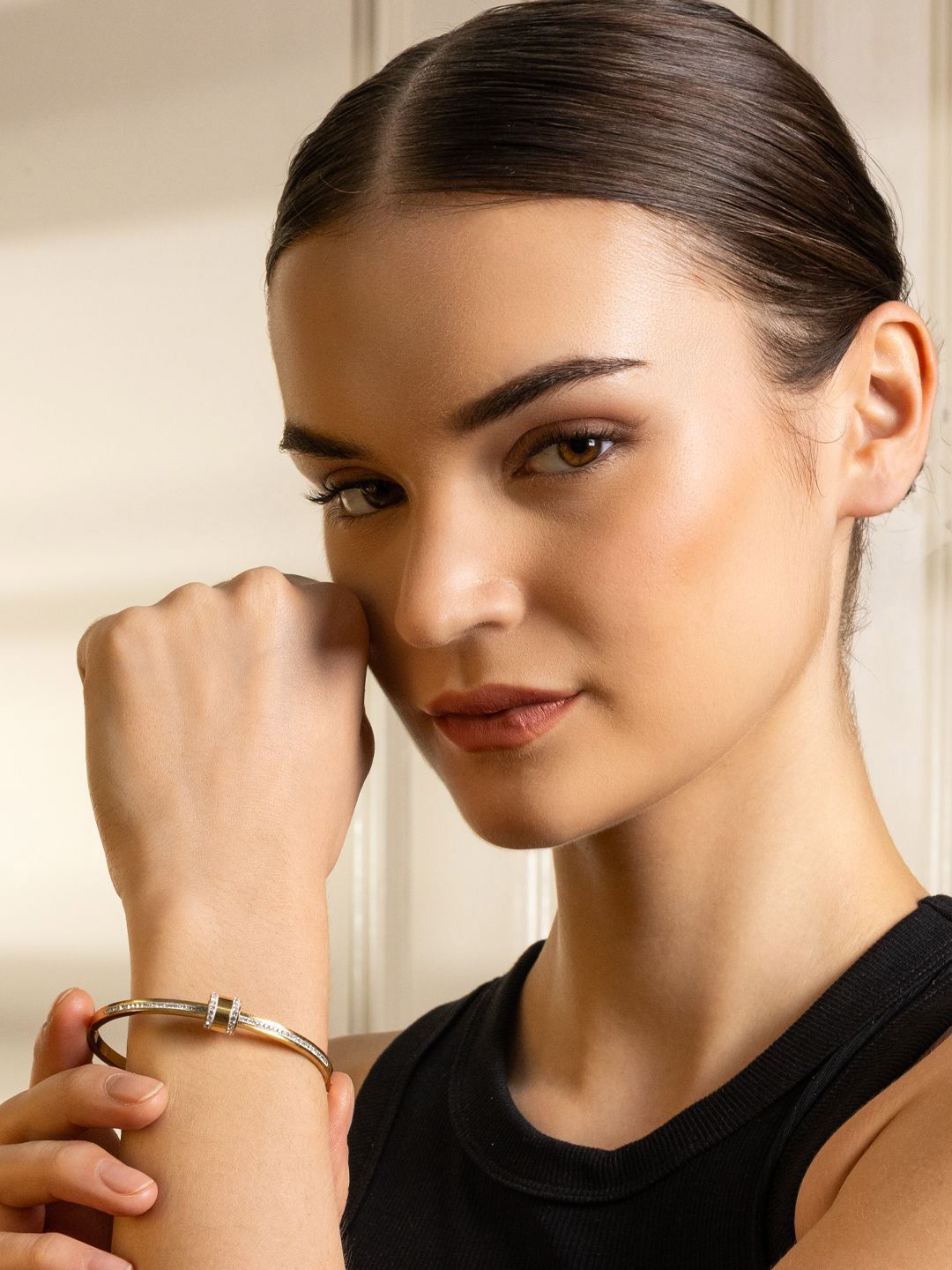 VOGUE PANASH Wanita Brass Gold-plated Bangle-Style Bracelet
