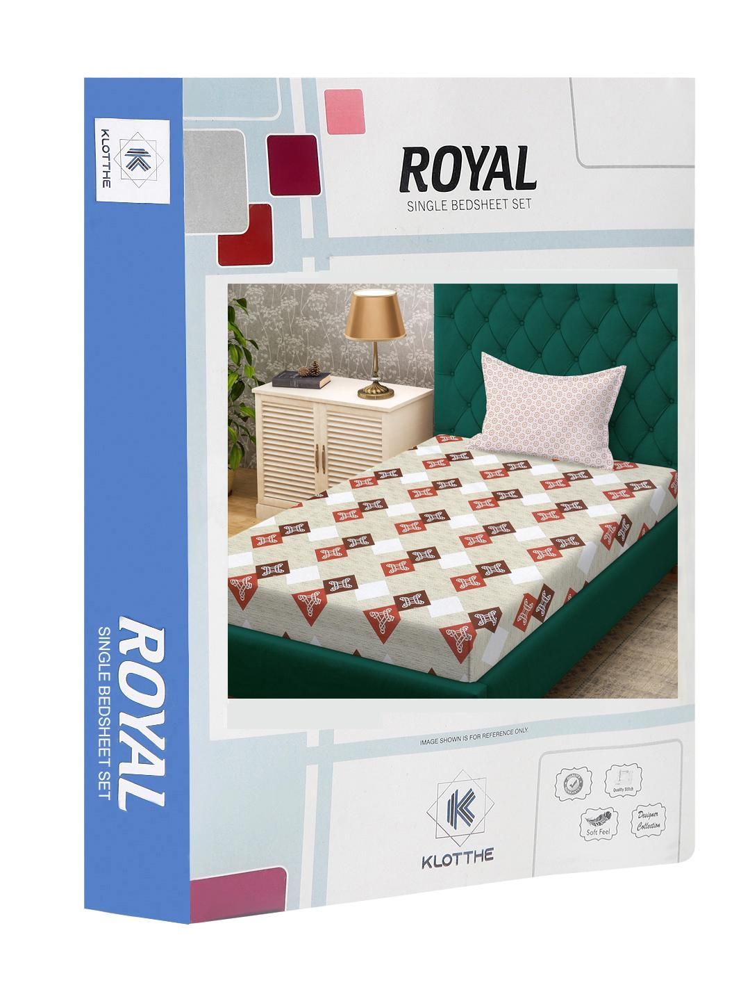 KLOTTHE Beige Geometric Cotton Single Bedsheets