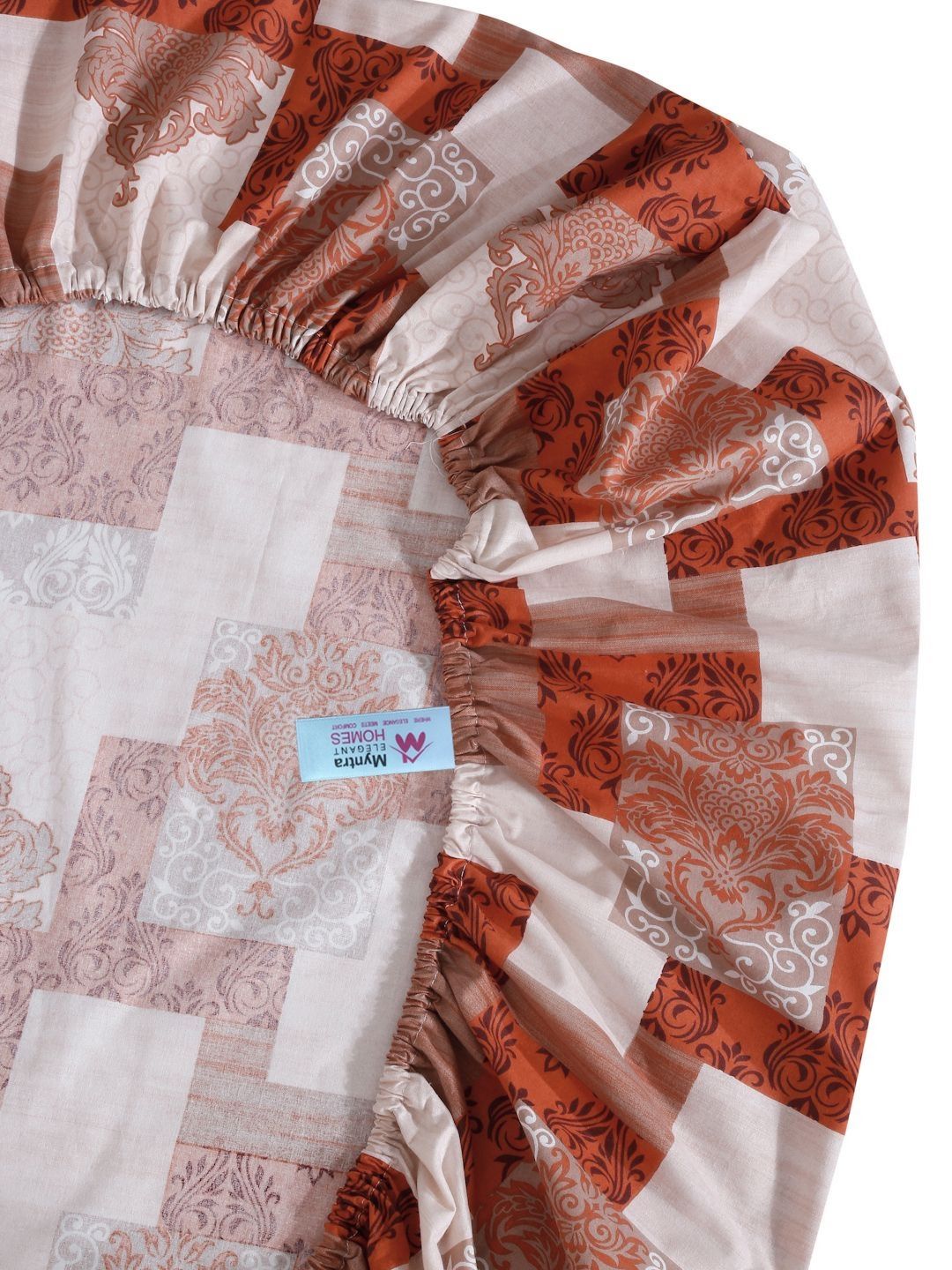Myntra Elegant Homes Coklat Geometri Kapas 400 TC Dilengkapi Cadar King Superfine dengan 2 Sarung Bantal-106 x 106 inci