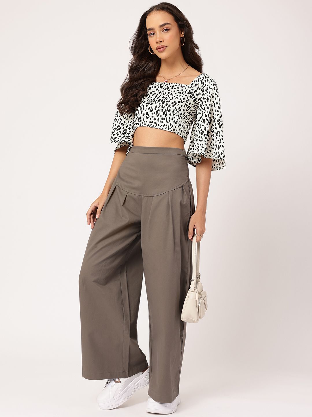 DressBerry Untamed Spirit Animal Print Smocked Crop Top