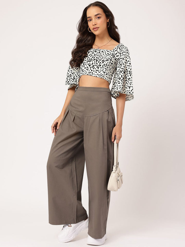 DressBerry Untamed Spirit Animal Print Smocked Crop Top