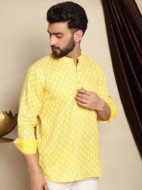 Anouk Floral Printed Lengan Panjang Cotton Patchwork Kurta Pendek