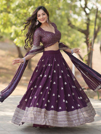 KALINI Embroidered Silk Georgette Semi Stitched Lehenga & Unstitched Blouse With Dupatta
