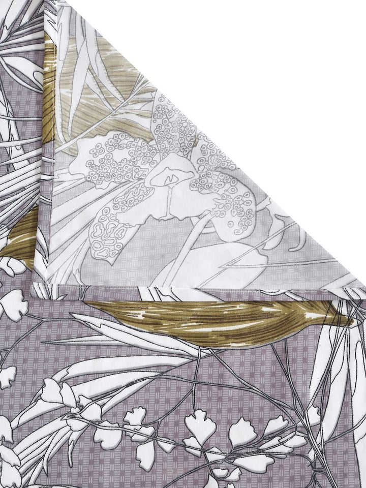 Aura Grey Floral Cotton 300 TC King Fine Bedsheet dengan 2 Sarung Bantal-106 x 106 inci