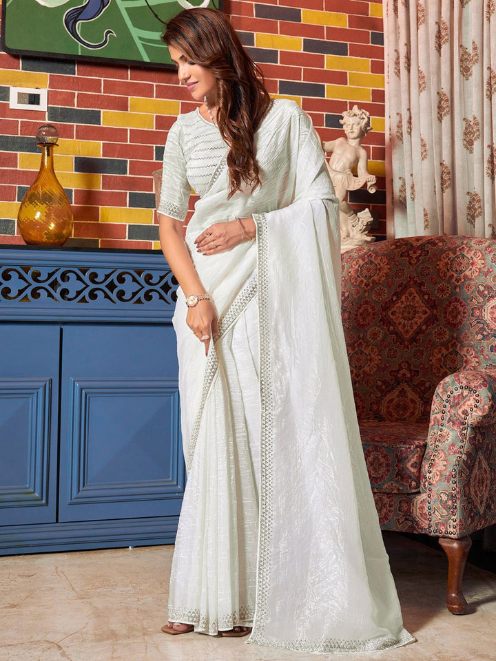 Saree mall Embellished Beads and Stones Pure Silk Sarees