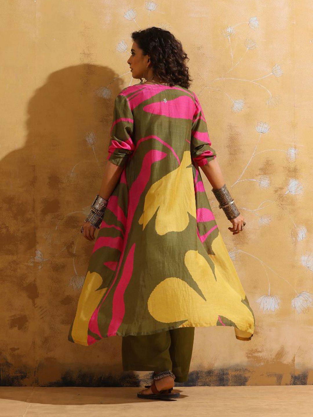 trueBrowns Printed Muslin Silk Top Jacket With Trousers Co-Ords