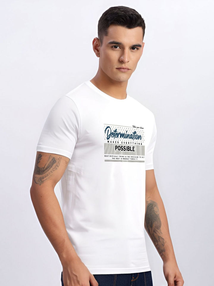 ADRO Typography Printed Round Neck Cotton T-shirt