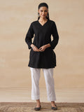 Rumah Chikankari Wanita Kapas Hitam Chikankari Sulam Kurti