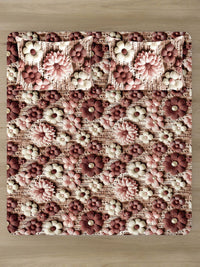 KLOTTHE Coklat Floral Printed Dilengkapi 300 TC King 7D Cadar Dengan 2 Sarung Bantal