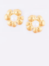 VOGUE PANASH Stainless Steel 18K Gold-Plated Pearls Beaded Floral Shape Studs