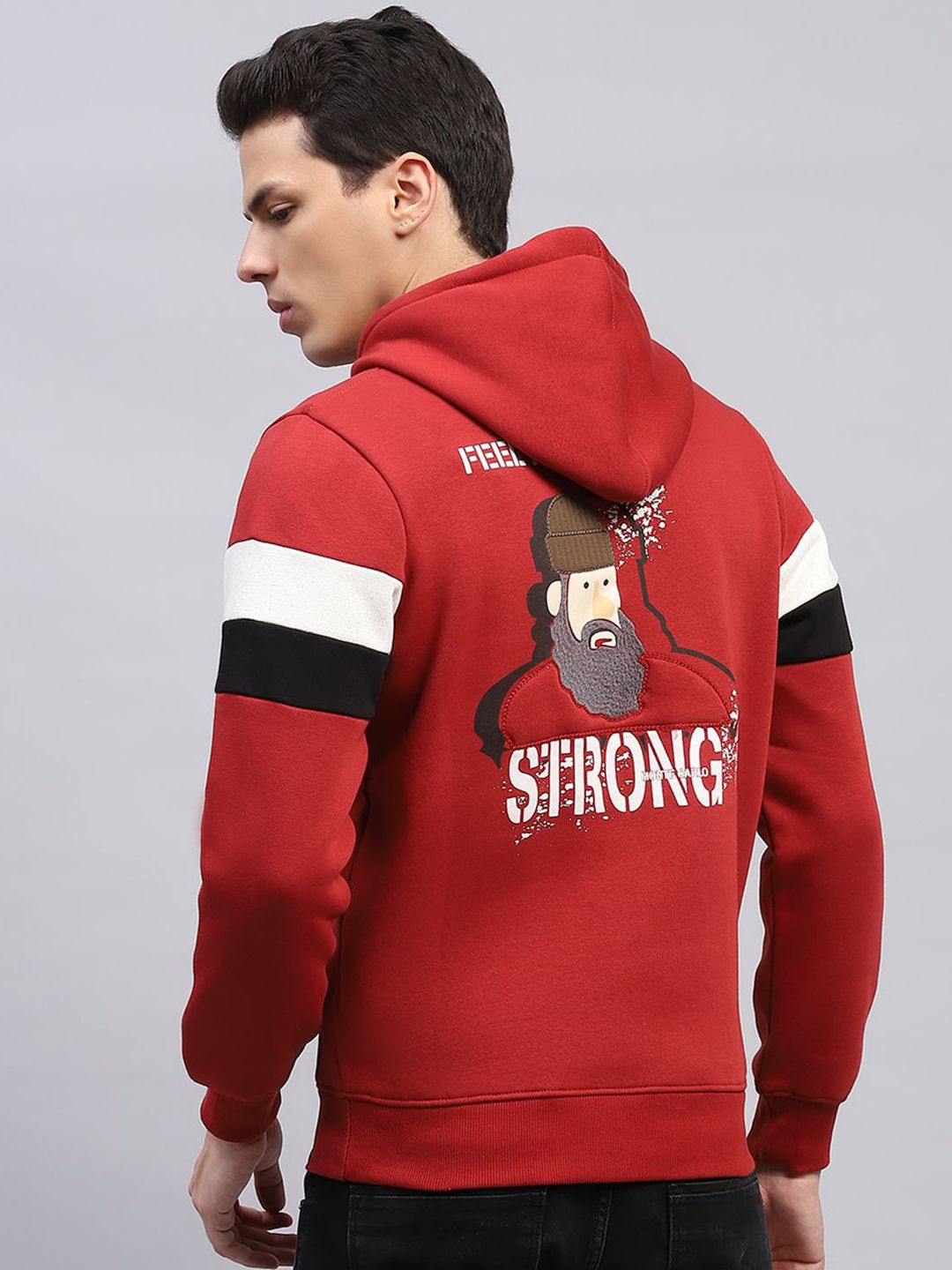 Monte Carlo Men Maroon Long Sleeves Printed Cotton Pullover Sweatshirt