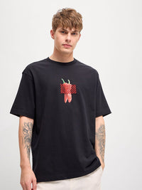 THE BEAR HOUSE Men Graphic Printed Round Neck Cotton Oversized T-shirt