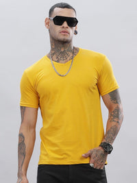 ADRO Lelaki Solid V-Neck Cotton T-shirt