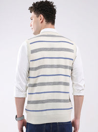Monte Carlo Men Geometric Printed V-Neck Ribbed Sweater Vest