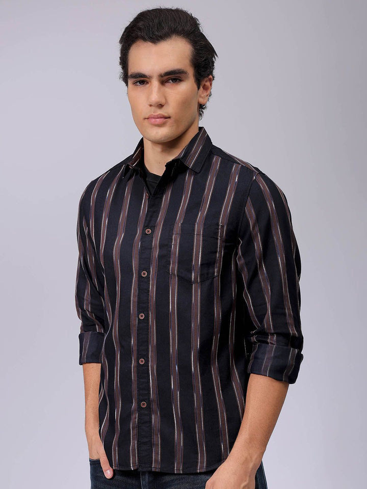 The Indian Garage Co Men Slim Fit Multi Stripes Opaque Striped Casual Shirt