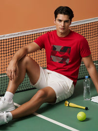 ADRO Geometric Printed Round Neck Skin-Friendly Regular Fit T-shirt