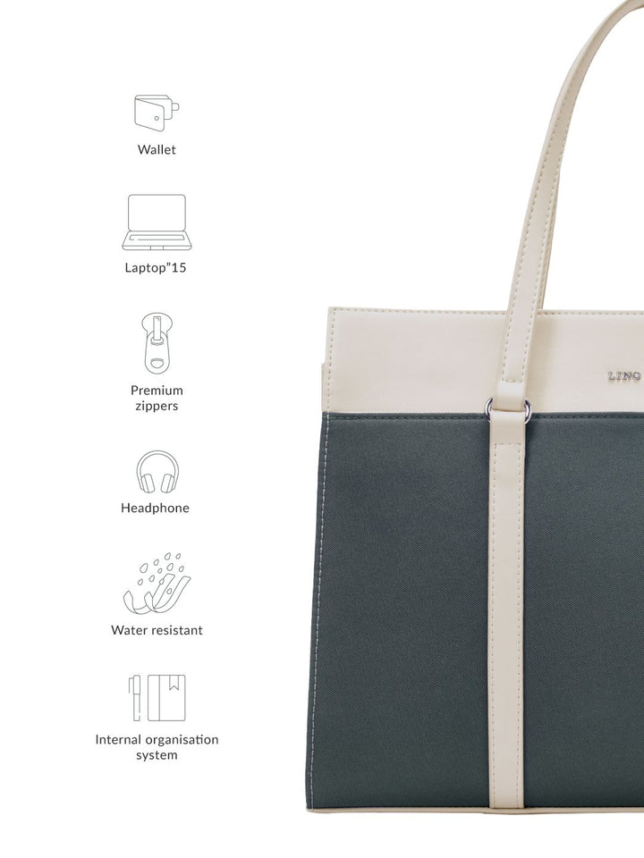 Lino Perros Structured Colorblocked Shoulder Bag With Padded Laptop Sleeve