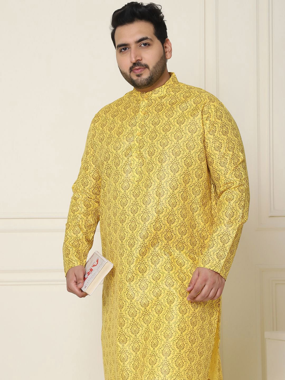 SOJANYA PLUS Motif Etnik Bercetak Linen Kapas Kurta Lurus dengan Piyama