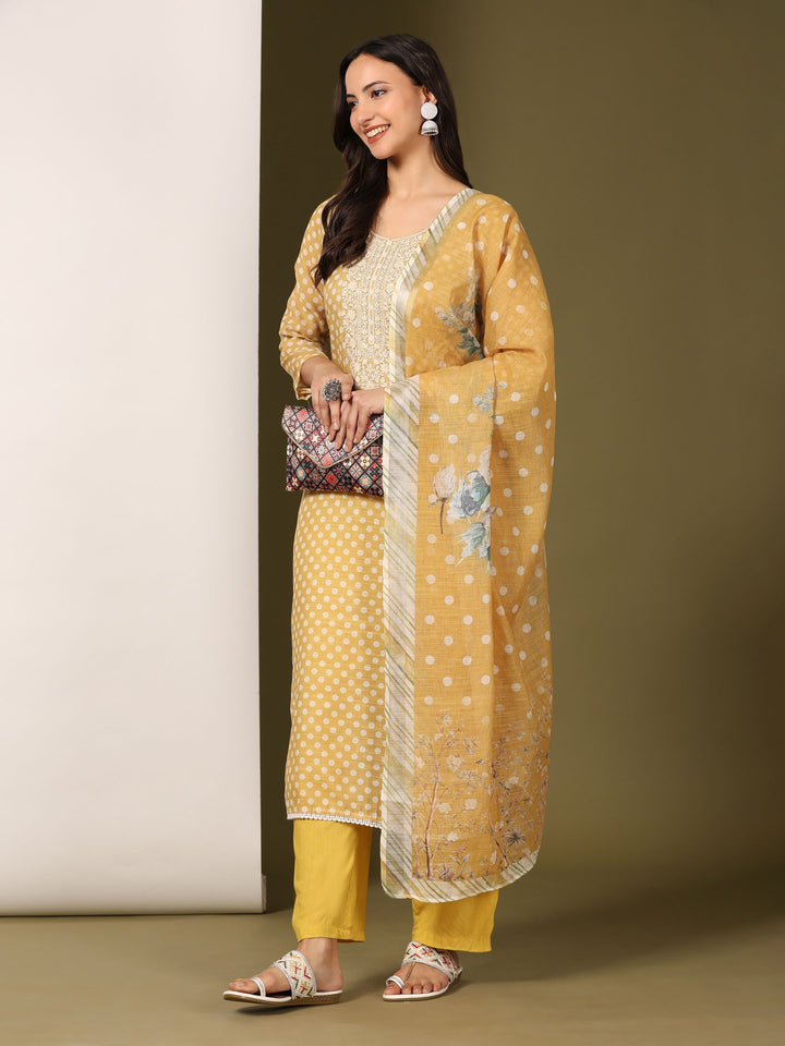 Mamicha Women Floral Printed Regular Pure Cotton Kurta with Palazzos & With Dupatta
