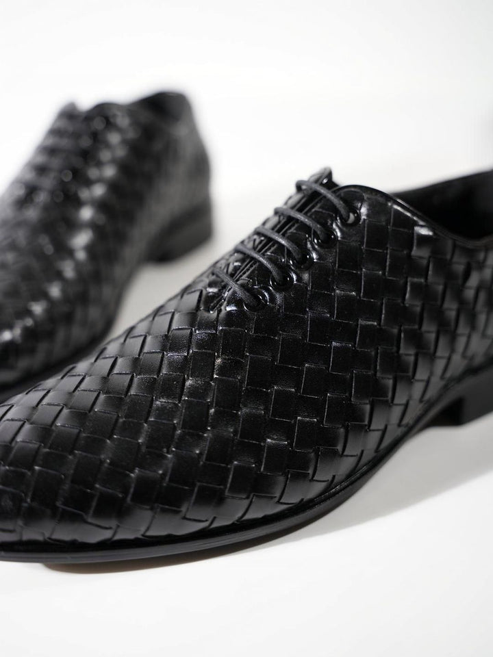 MONKSTORY Tenunan Tangan Lace-Up Derbies - Hitam