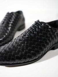 MONKSTORY Tenunan Tangan Lace-Up Derbies - Hitam