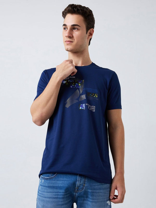 SPYKAR Men Graphic Printed Round Neck Cotton Slim Fit T-shirt