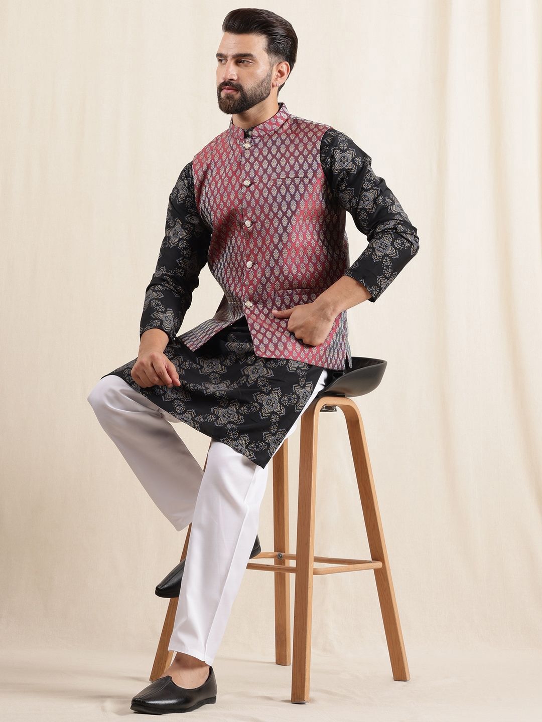 Anouk Men Printed Regular Kurta with Pyjamas