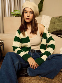 Berrylush Women Striped Longline Cardigan