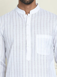 Jompers Striped Mandarin Collar Pure Cotton Straight Kurtas