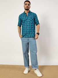 Thomas Scott Men Premium Slim Fit Opaque Checked Casual Shirt