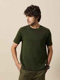 Mr Bowerbird Men Olive Green Solid T-shirt