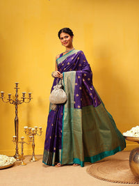 Silk Land Kanjivaram Silk Zari Woven Big Border Saree