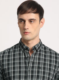 THE BEAR HOUSE Men Checked Slim Fit Button-Down Collar Pure Cotton Casual Shirt