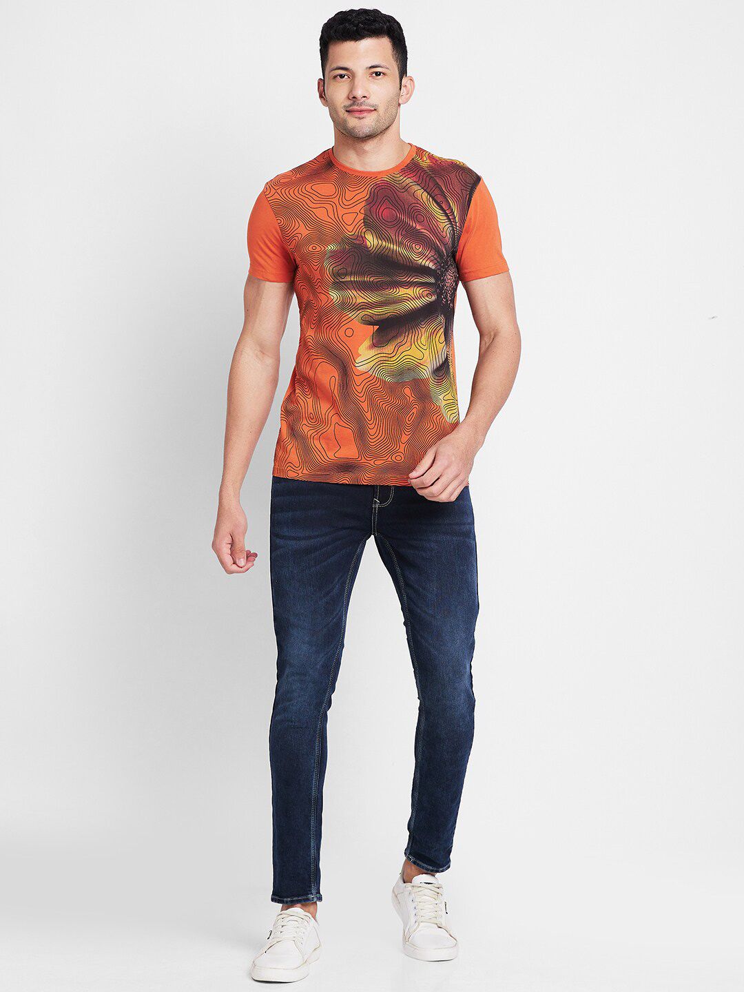 Being Human Abstract Printed Round Neck T-shirt