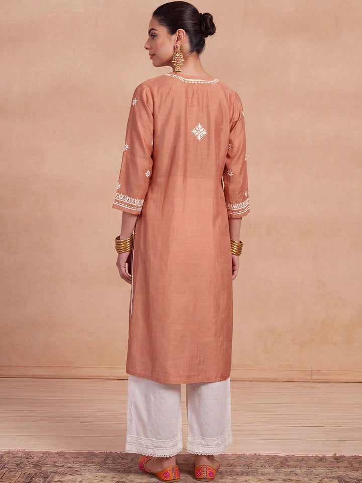 Rumah Wanita Chikankari Sulam Kurta Sutera Chanderi Chikankari