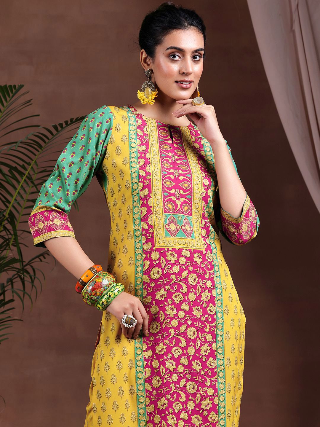 Libas Floral Printed Straight Kurta with Palazzos