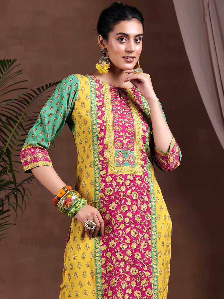 Libas Floral Printed Straight Kurta with Palazzos