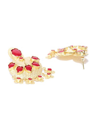 Anting-anting Jatuh Kontemporari Anouk Maroon Saduran Batu Bertampal Emas